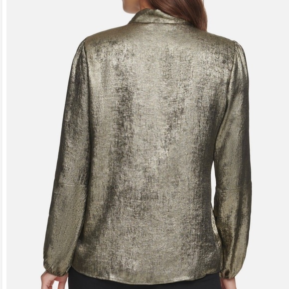 NWOT DKNY Women’s long sleeve tie- neck blouse. Size medium - Picture 2 of 8